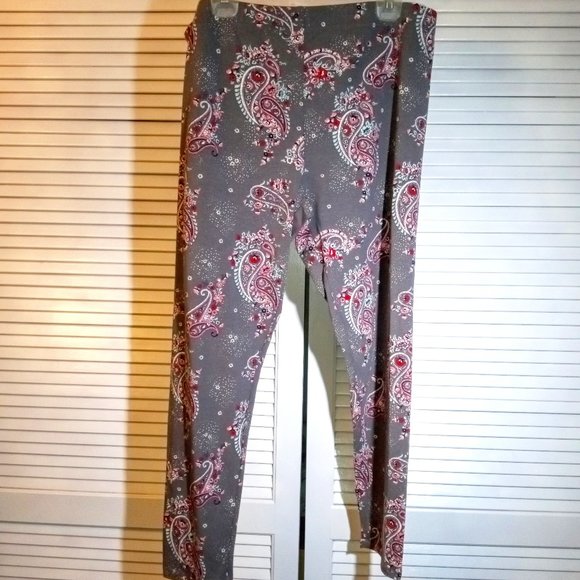NWT C Est 1946 Brand Gray Paisley Leggings XL - Picture 1 of 9